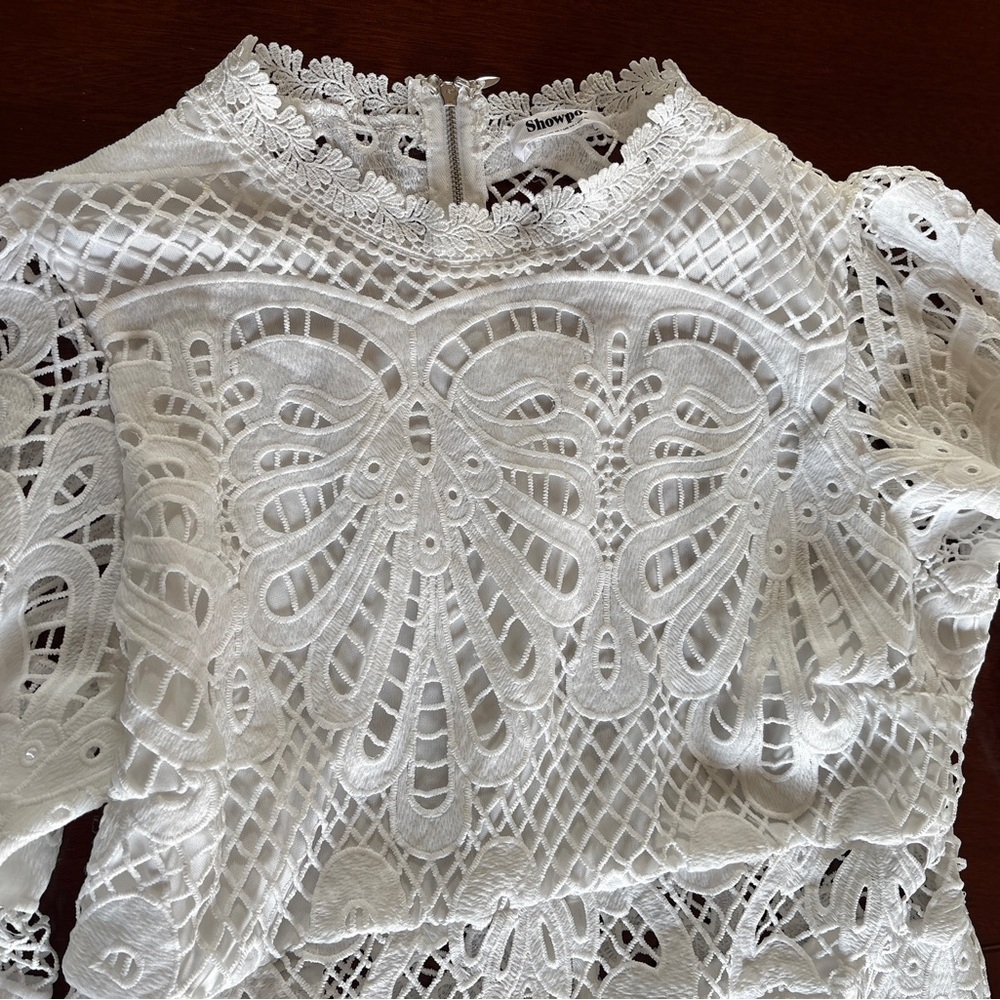 Showpo White Crochet Mini Dress - Picture 9 of 11